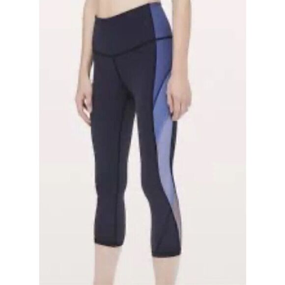 Lululemon Color Me Ombre Crop Navy Blue/ Gatsby Blue/ Visto Blue Size 8 Purple - Picture 1 of 10